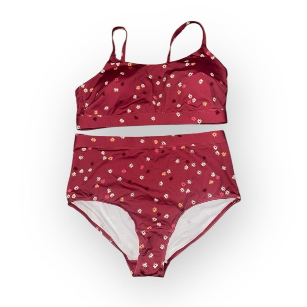 Rachel Floral Bikini in Burgundy Size Large